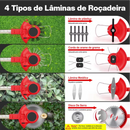 Roçadeira Elétrica TurboMax Multiuso 5 em 1 + BRINDE: 4 Baterias De Lítio 21 Volts - COMPRE 1 LEVE 2